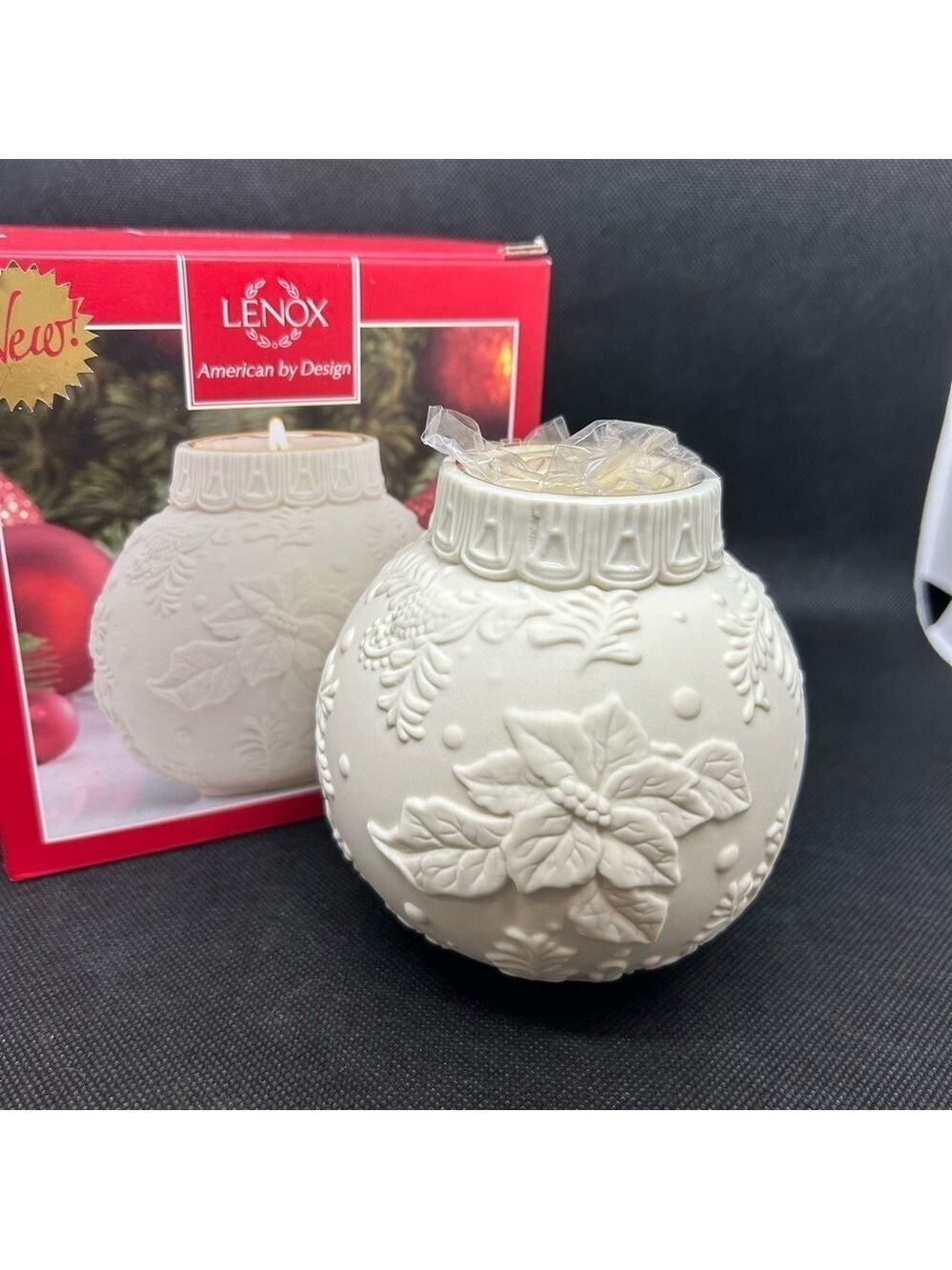 Lenox “Ornamental Glow” poinsettia tea light holder